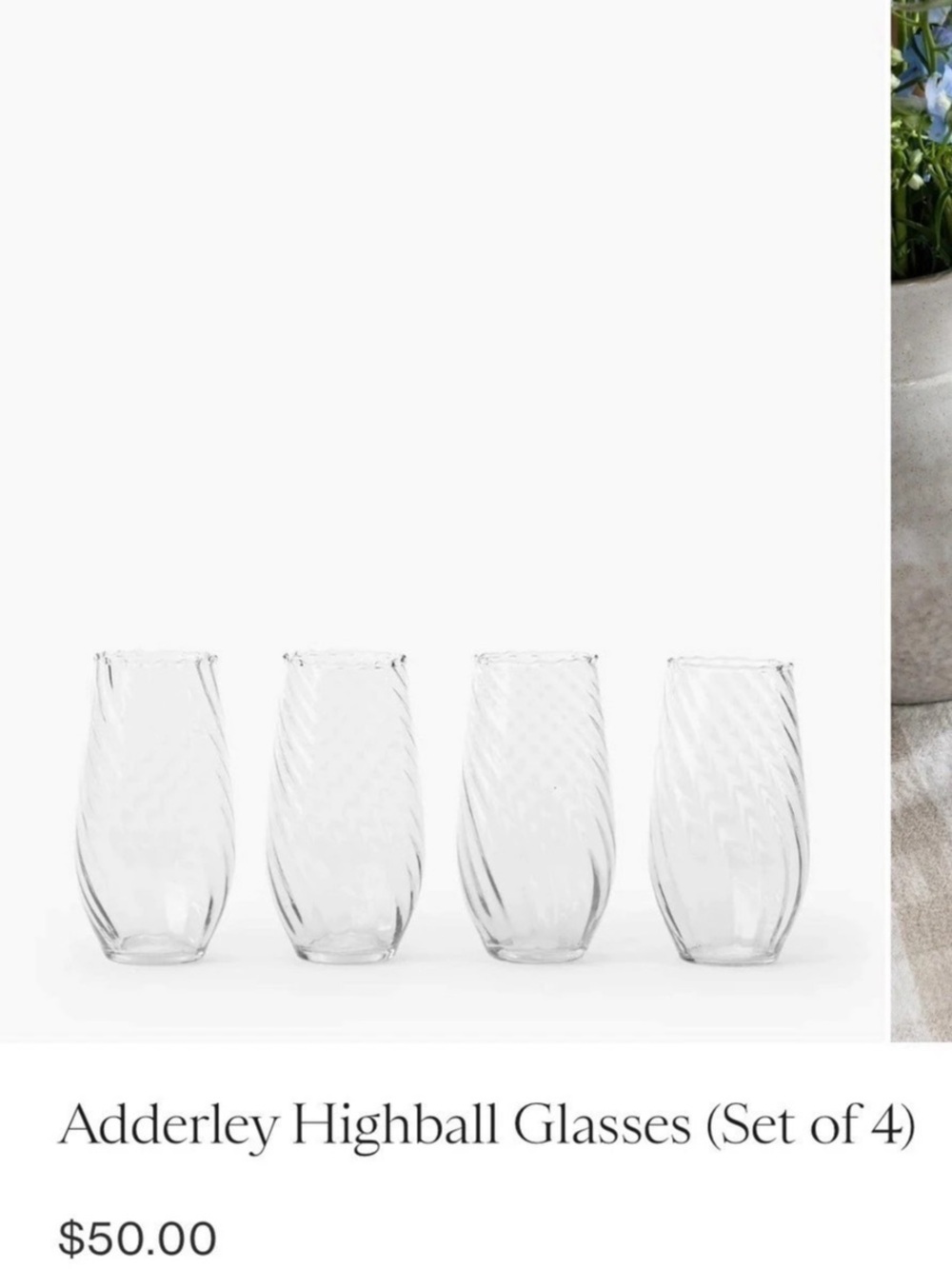 McGee & Co. Adderley Highball Glasses (Set of 4). Clear